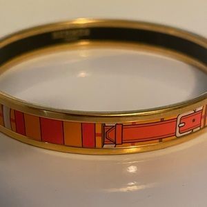 Authentic Hermès Bangle Bracelet Orange Sellier Gold